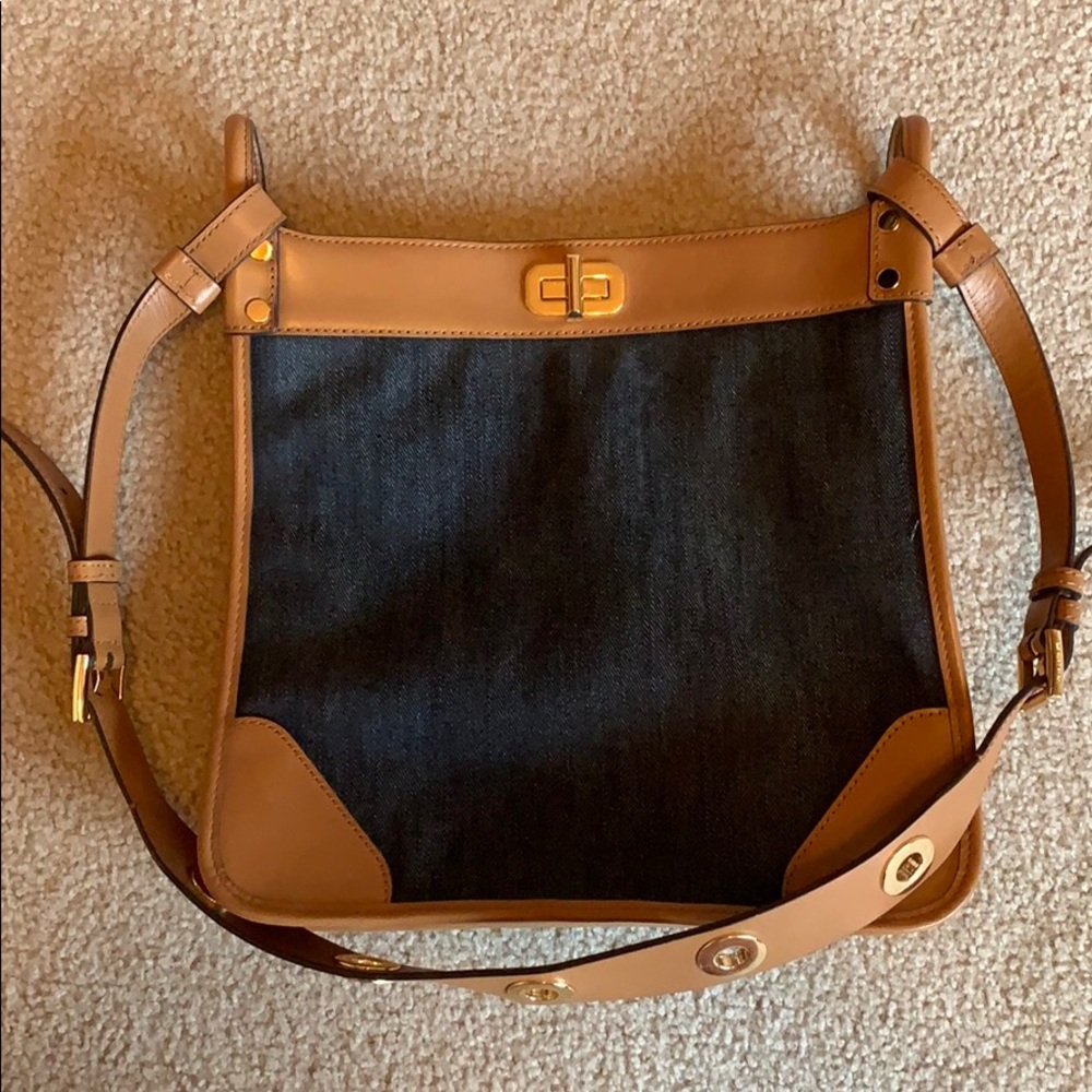 Michael Kors shoulder bag, denim & brown leather